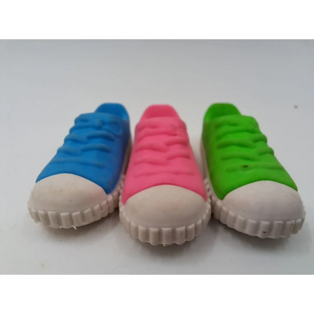 Vintage Lot of 3 Pencil Eraser Sneakers Blue Pink Green Retro 90's